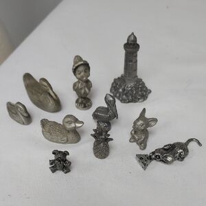 Vintage Pewter Miniature Figurine Set. Set of 10